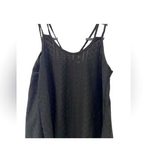 Womens black eyelet tank roomy cross back so cute medium